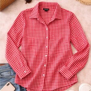 About A Girl LA Red Gingham Button Down | Size S